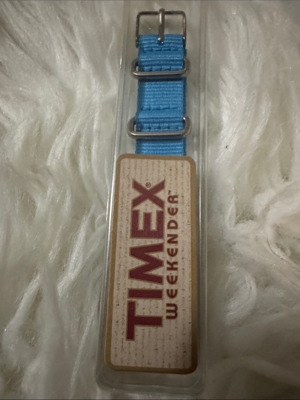 Timex Weekender Sky Blue Nylon Watch Strap with Silver Hardware NEW